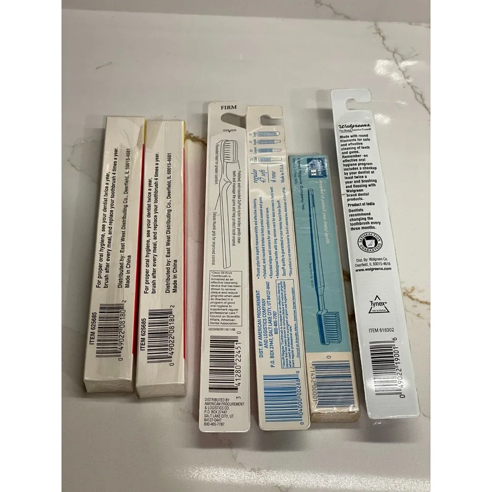 Vintage Toothbrush Lot of 6 1980s 1990s Firm‎ Soft Dental H Osco New Old Stock
